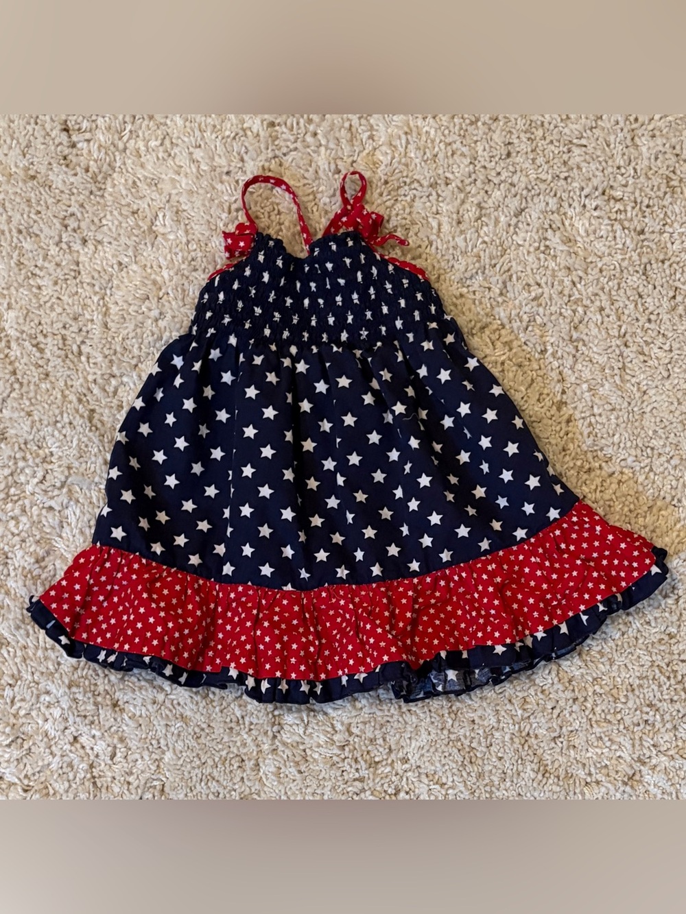 Authentic Kids Girls 18M Patriotic Dress Red White Blue Stars 4th of July